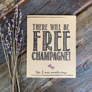 Grappige bruidsmeisje voorstel. Bruidsmeisje kaarten grappige. Gratis Champagne! Gratis wijn! How to Ask bruids partij. Maid of Honor, matrone van de Honor.Rustic