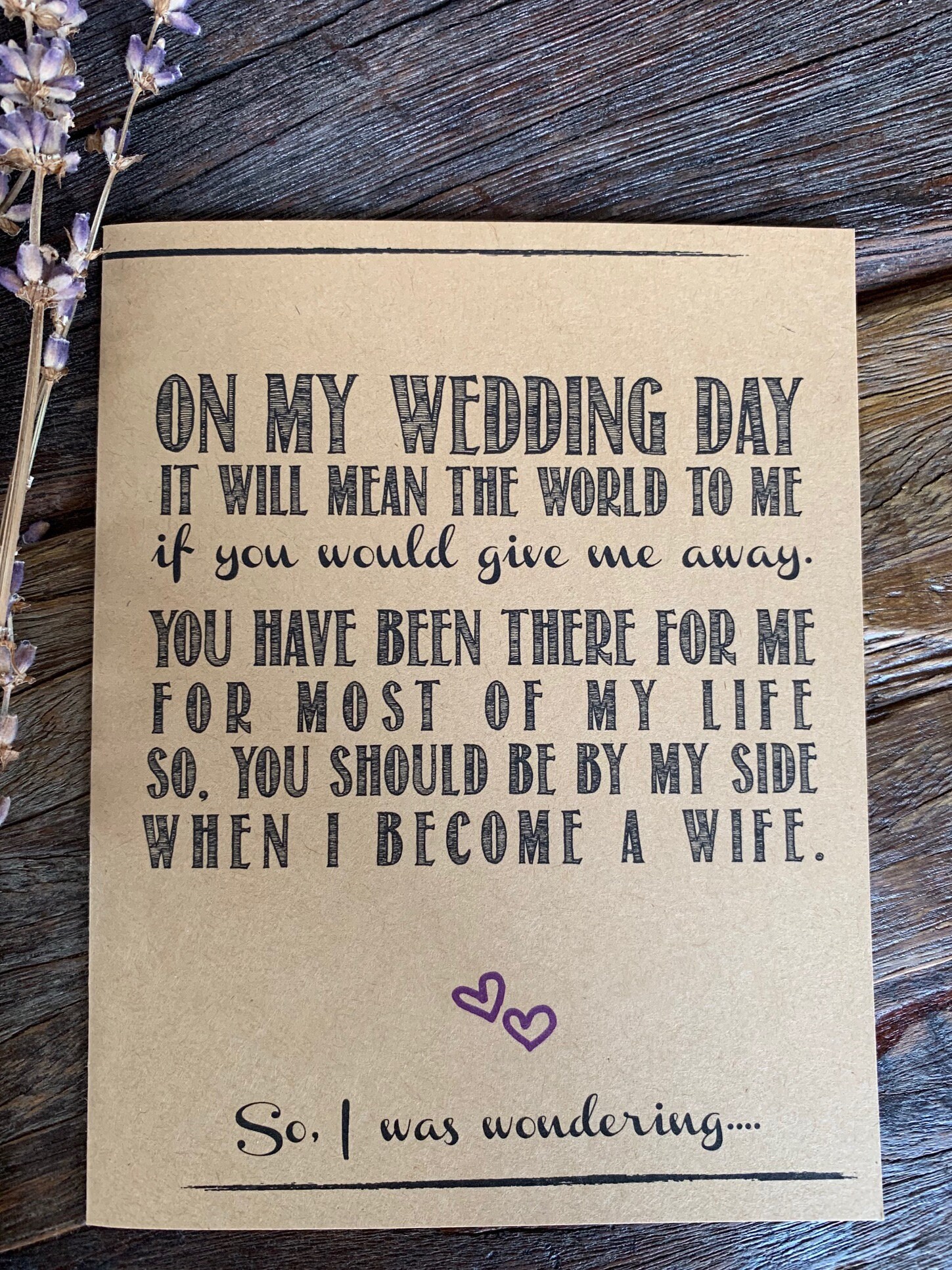 Step Dad Walk Down the Aisle Proposal. Will You Walk Me Down Etsy