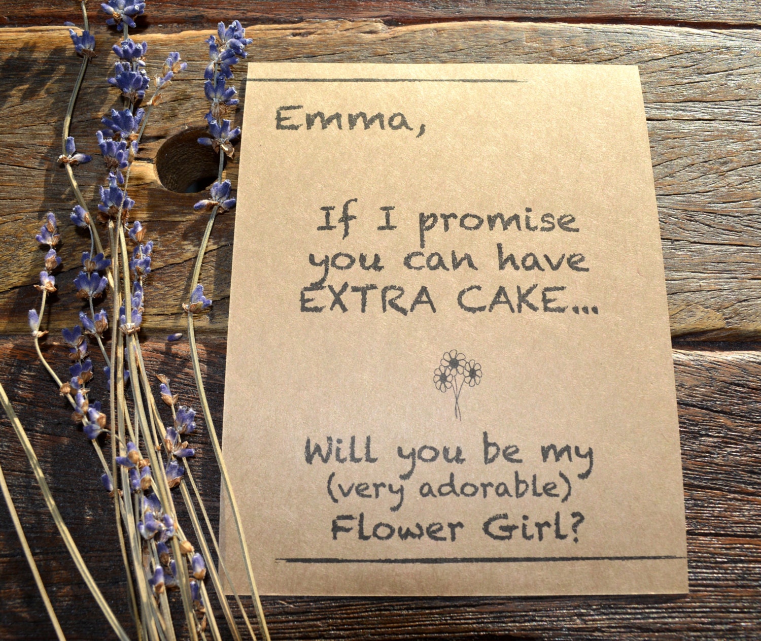 Flower Girl Card. Funny How to Ask Flower Girl. Rustic Bridal Etsy