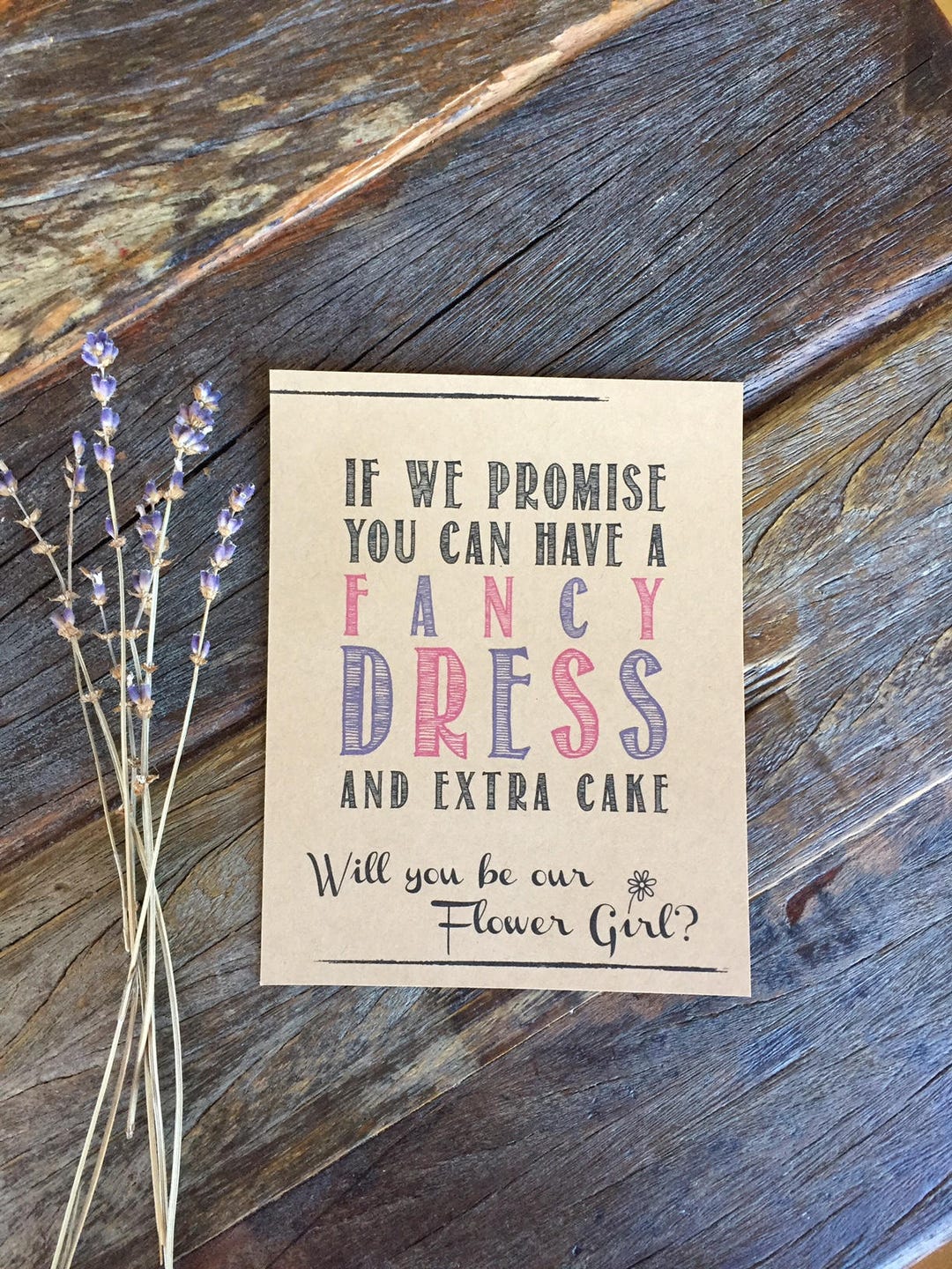 Flower Girl Proposal. Rustic Funny Bridal Invite. How to Ask Flower Girl, Bridesmaid. You Get a
