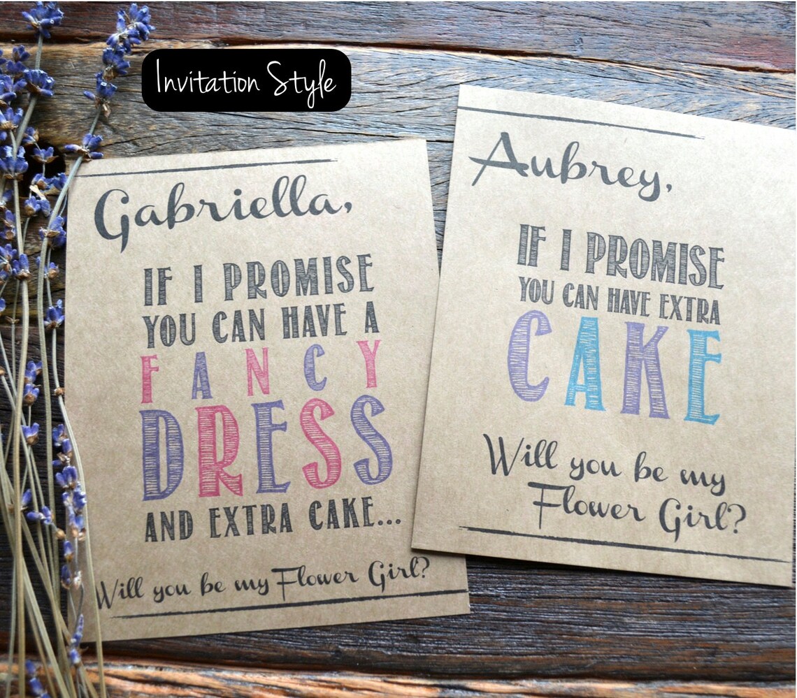 Flower Girl Card. Funny How to Ask Flower Girl. Rustic Bridal Etsy