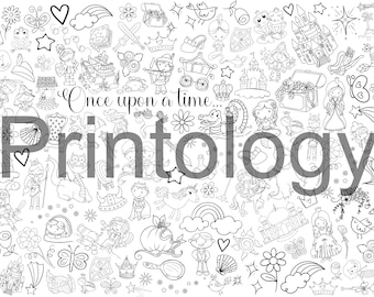 Fairy Tale / Once Upon A Time / Princess Engineer Print Giant Coloring Sheet Instant Download