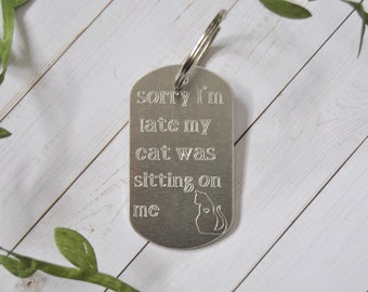 Engraved Keychain/Cat Keychain/Cat Mom Gift