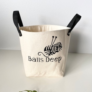 Canvas Yarn Storage Bin: Knitting Project Bag Organizer