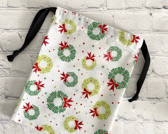 Gift Bag/Christmas drawstring bag/reusable gift wrap/Eco gift wrap/Stocking stuffer