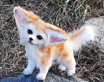 Fennec Fox realistic plush, poseable art doll