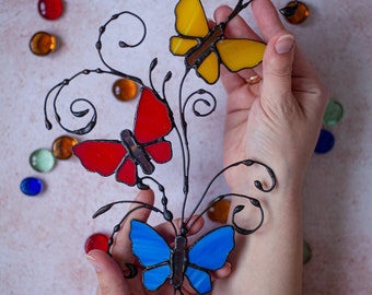 Suncatcher insect Butterfly stained glass windows hanging