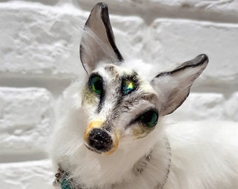 Fox art doll animal, OOAK Fantasy creature toy plush, Poseable Art Doll