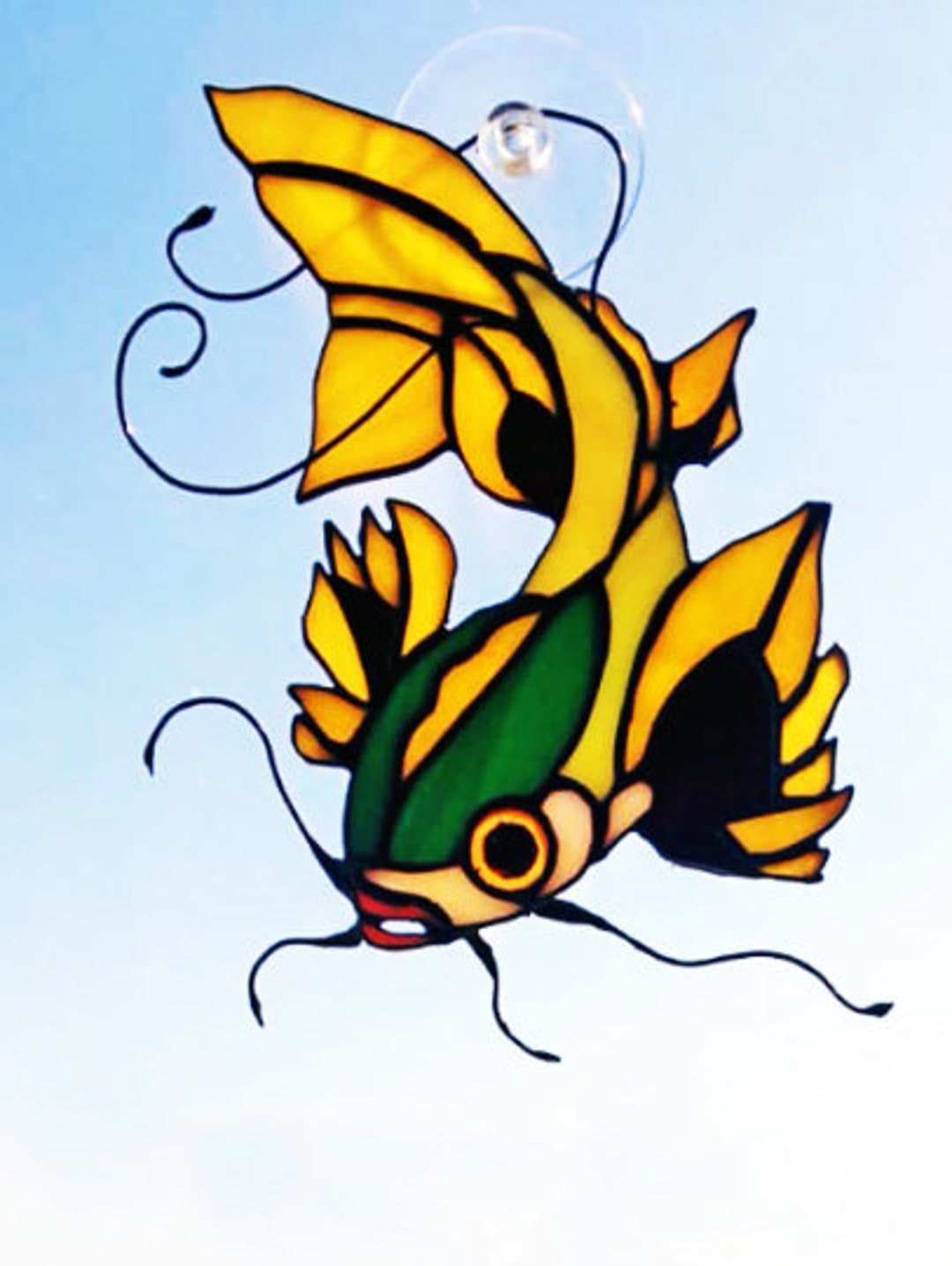 Koi Carp Suncatcher Stained Glass Windows Hangings Home Decor Etsy