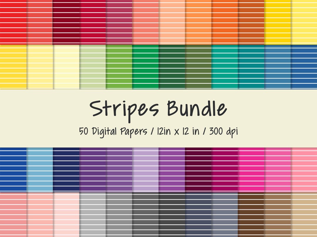 Rainbow Stripes Digital Paper | 50 Solid Colors (instant Download) - Etsy
