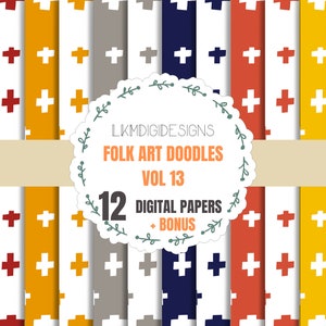 Folk Art Patterns Digital Paper | Folk Art Patterns Paper | Folk Art Digital Paper Pack | 12 Pack Folk Art Digital Paper | Scrapbook Paper