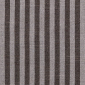 May include: A close-up of a fabric with a striped pattern. The fabric is a light gray with dark gray stripes.