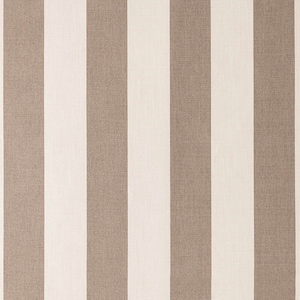 May include: A fabric with alternating stripes of white and light brown. The fabric has a subtle texture.