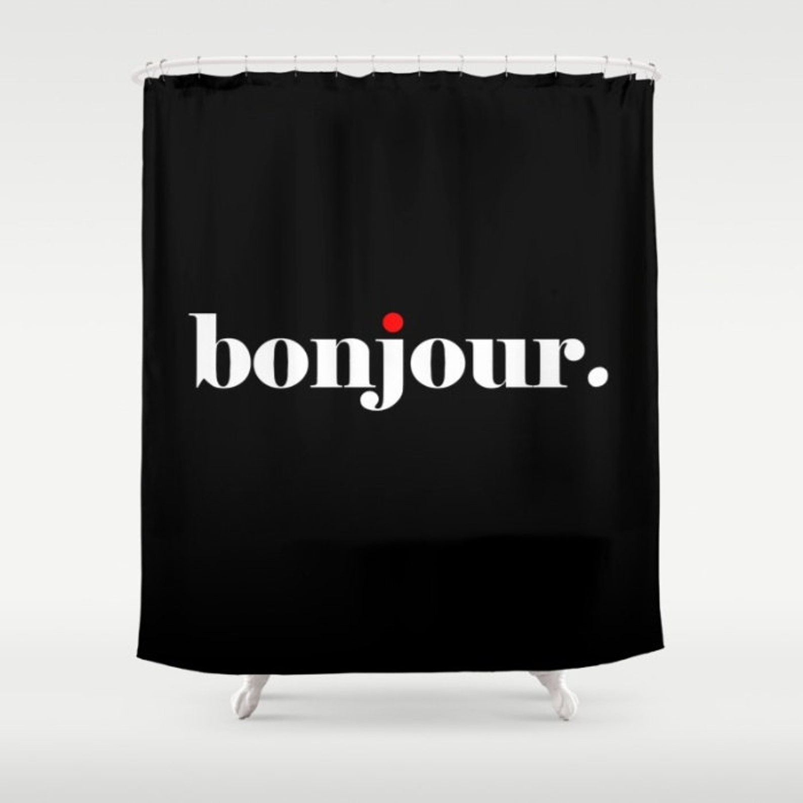 Bonjour Shower Curtain French Shower Curtain Paris Shower Etsy