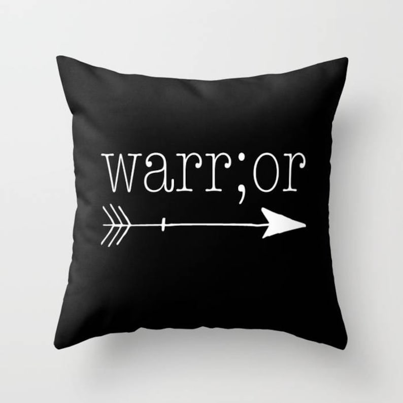 Arrow Pillow Cover Throw Pillow Mental Health Depression Pillow Suicide Awareness Semicolon Pillow Warrior Pillow Suicide Prevention