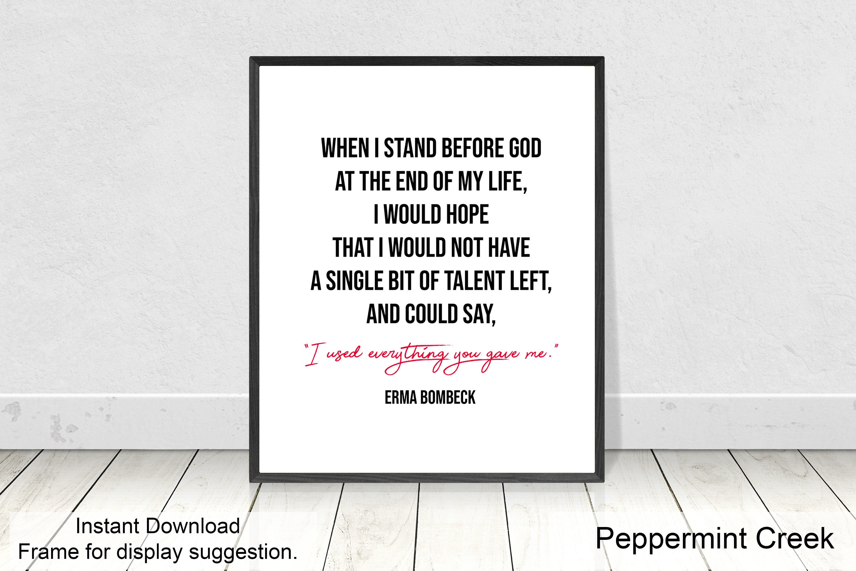 Digital Download, Instant Download, Motivational Print on Talent, No Regrets, Print from Home, Famous Women, I used everything you gave me