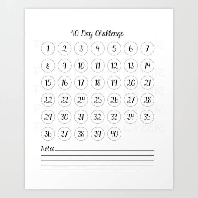 40 Day Challenge Digital Download Instant Forty Days Goal Etsy