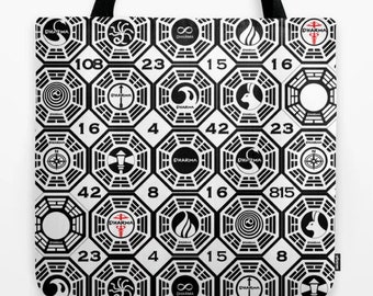 Lost Tote Bag, Dharma Tote Bag, Dharma Initiative, Lost TV Show, Lost Gift, Lost Lover, Gift for Lost Fan, Dharma Station, 4815162342, 108