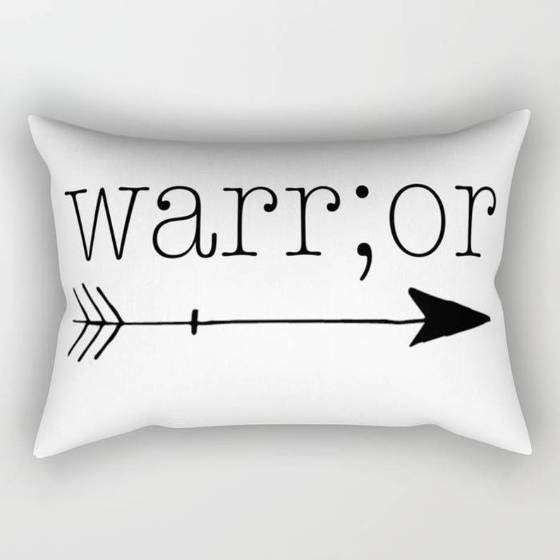 Arrow Pillow Cover Throw Pillow Mental Health Depression Pillow Suicide Awareness Semicolon Pillow Warrior Pillow Suicide Prevention
