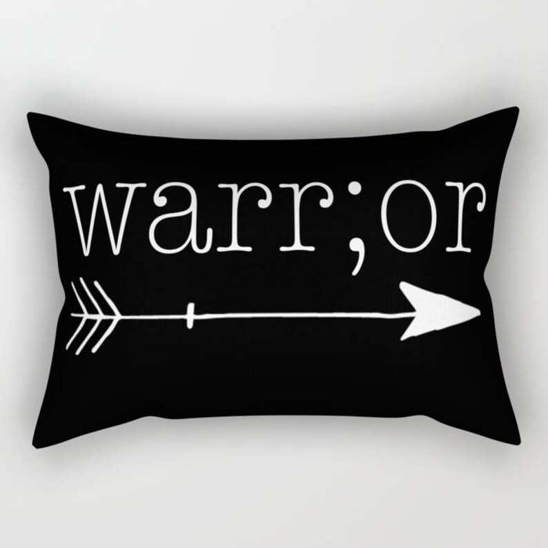 Arrow Pillow Cover Throw Pillow Mental Health Depression Pillow Suicide Awareness Semicolon Pillow Warrior Pillow Suicide Prevention