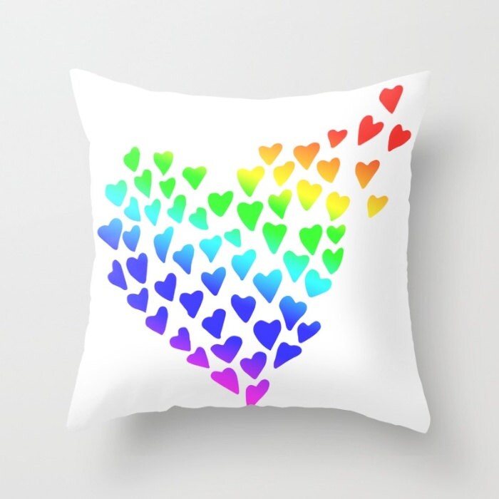 Lgbt Pillow Cover Pride Pillow Hearts Pillow Lesbian Etsy 
