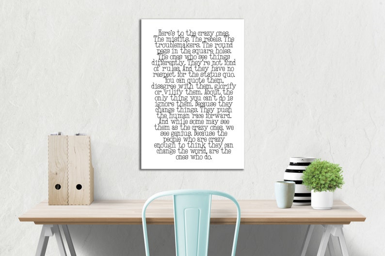 Here's to the Crazy Ones, Think Different, Apple Quote, Steve Jobs, Crazy Ones Quote, Crazy Ones Poem, Change the World, Graduation Gift, image 4