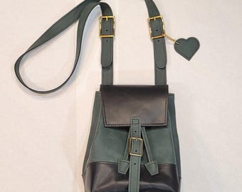 Backpack- Coach Black Leather Mini Daypack With Top Handle and