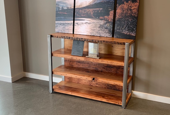 Industrial Bookshelf Reclaimed Wood, Industrial Steel Wood Bookcase