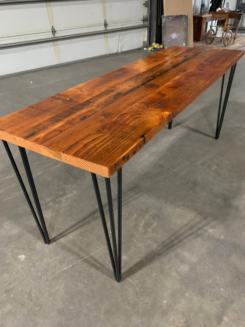 Hair pin, Reclaimed wood desk. Dinner Table. Dining Table. Rustic Table. Thanksgiving. Hairpin Legs. Industrial Desk. Old Table. image 2