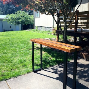 Reclaimed wood sofa table. Industrial sofa table. Industrial console table. Wood and steel table. Industrial media stand. Office table. image 7