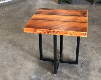 Reclaimed wood side table. Industrial end table. Nightstand. Reclaimed wood end table. Rustic end table. Vintage table. Bedside table.