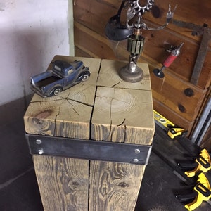 Industrial nightstand. End table. Beam end table. Steel and wood end table. Industrial end table. Nightstand. Side table. Rustic end table image 9