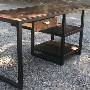 Free shipping! Reclaimed wood, Industrial, Rustic, Office, Vintage, Modern desk. Wood and metal desk. Desk with shelf.