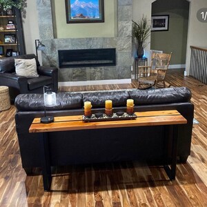 Reclaimed wood sofa table. Industrial sofa table. Industrial console table. Wood and steel table. Industrial media stand. Office table.