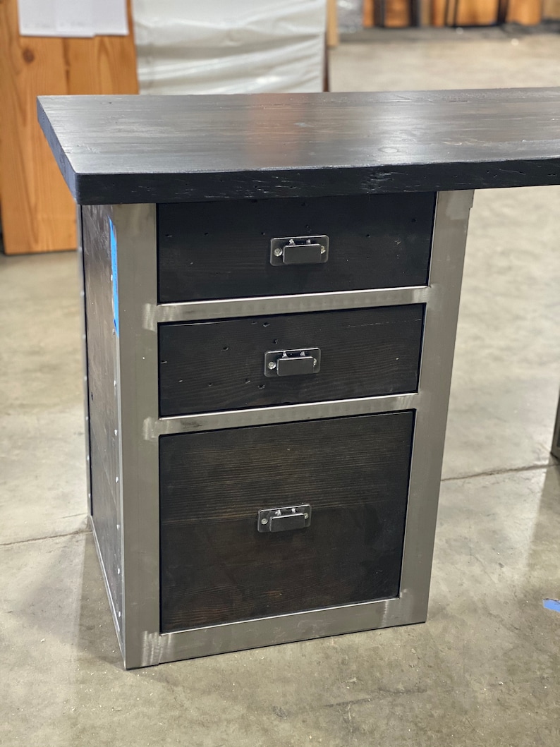 Attached Reclaimed Wood Industrial File Etsy