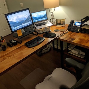 Customizable L Shaped Desk with Storage Shelves Reclaimed Wood Steel