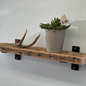 Reclaimed Wood Shelf With bracket, raw shelf, modern shelving. Shelves