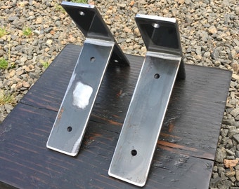 Flat Bar Steel Shelf Brackets, Heavy Duty (Set of 2)