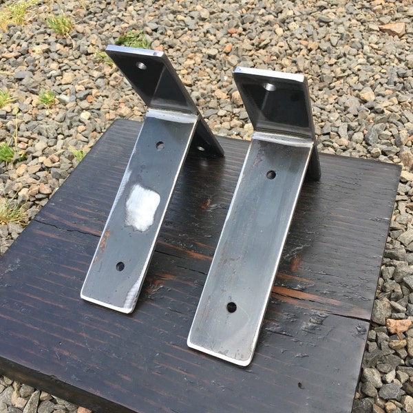 Steel Shelf brackets. Shelving brackets. Metal brackets. Iron brackets. Steel brackets. 2 piece bracket set. Flat bar brackets.