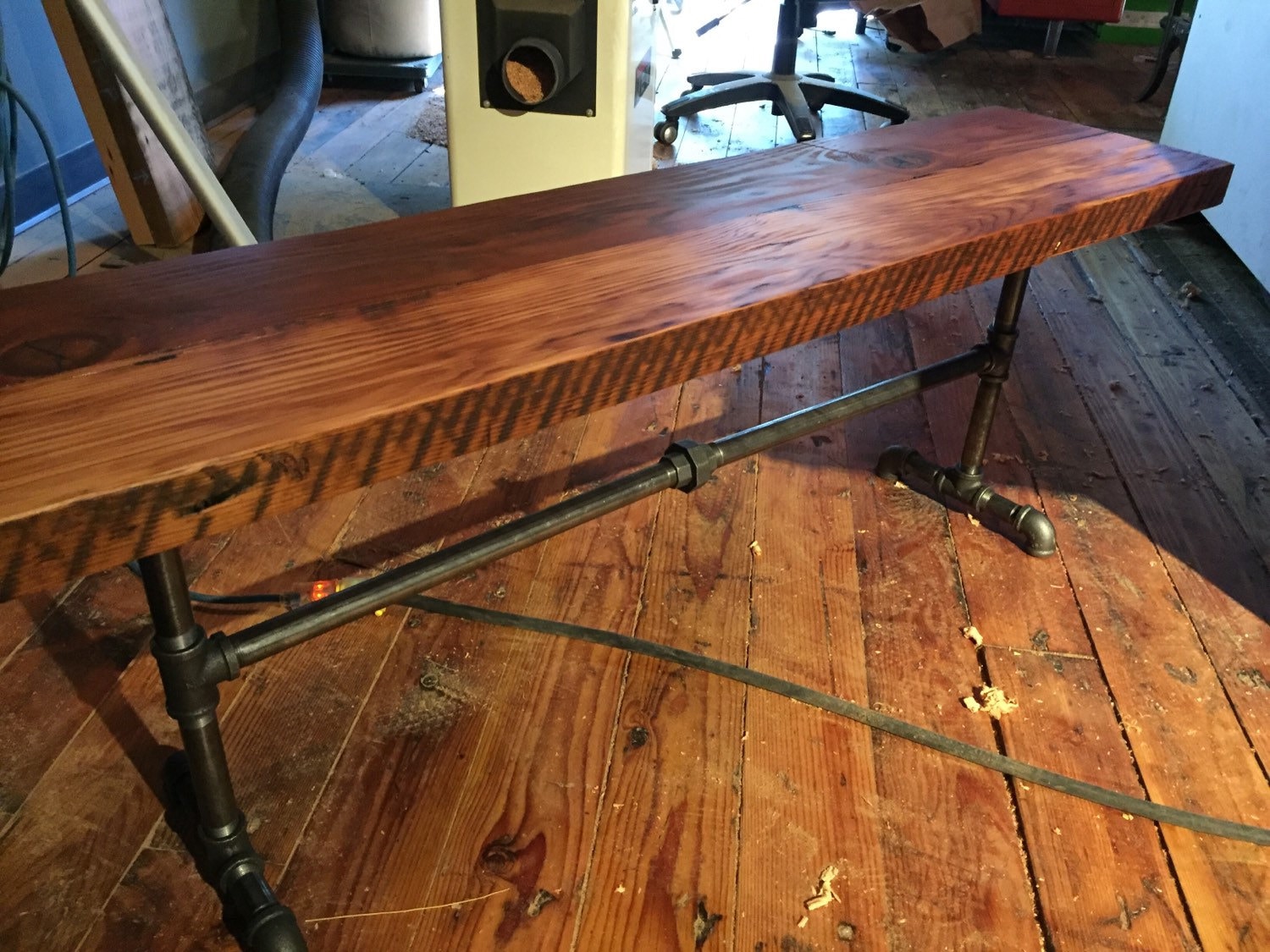 Reclaimed wood black pipe bench. Industrial Bench. Wood and | Etsy