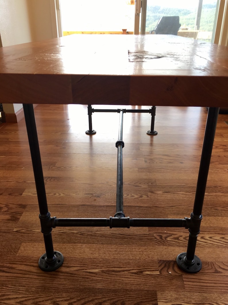 Reclaimed wood and pipe table. Industrial table. Black iron pipe table. Rustic table. Industrial office desk. Executive desk. image 4