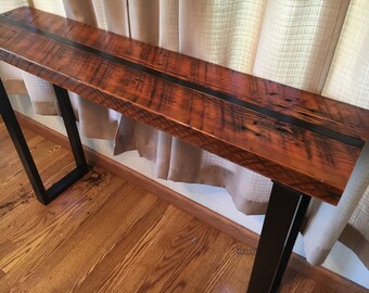 Reclaimed Wood Steel Console Table – Industrial Sofa Table