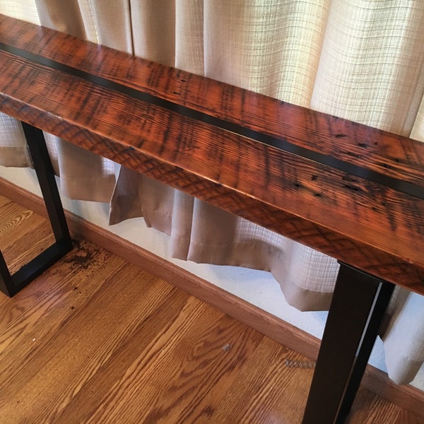 Reclaimed Wood Steel Console Table – Industrial Sofa Table