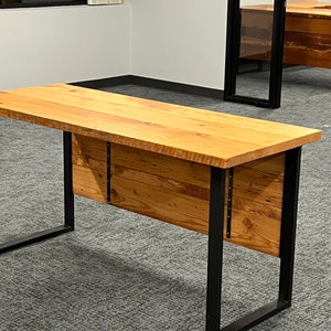Stand-Alone Reclaimed Wood Desk with Modesty Panel image 2
