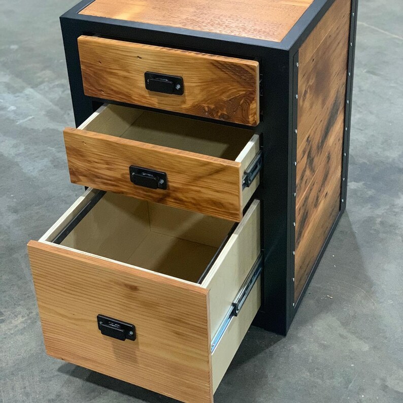 Reclaimed Wood Industrial File Desk Storage. Etsy