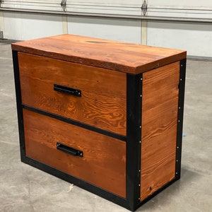 Industrial Lateral File Cabinet. Reclaimed Wood Cabinet. Credenza. Horizontal Cabinet. Large Filing Cabinet. Dresser. Desk Storage. Drawers. image 3