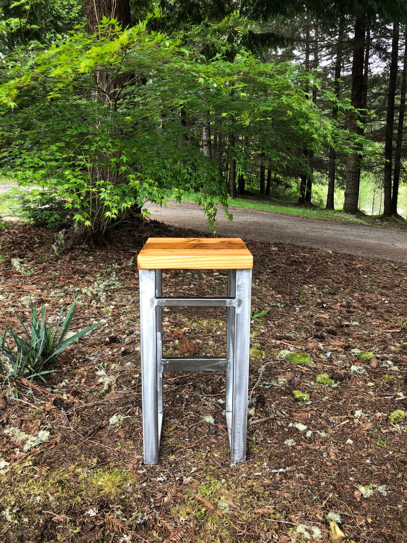 Reclaimed wood stool. Bar stool. Counter height stool. Wood and steel. Bar height Stool. image 5