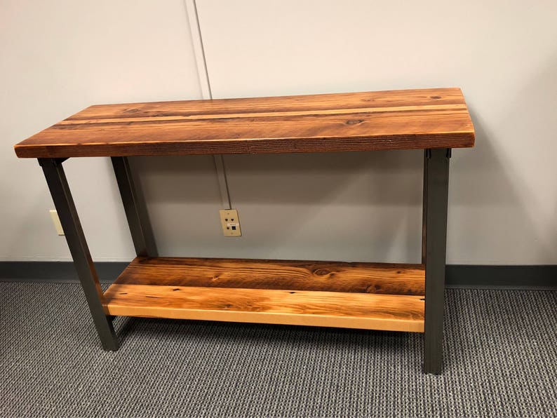 Reclaimed wood Sofa table. Industrial console table. Media stand. Sofa table with shelf. Console table with shelf. image 7
