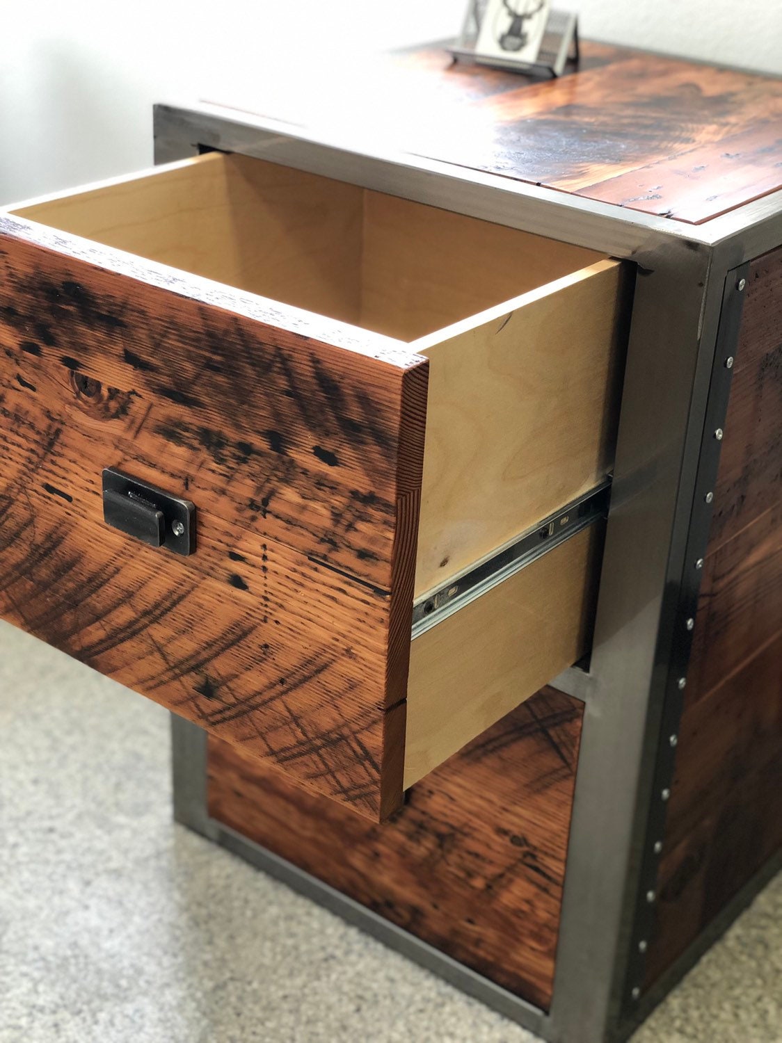 Reclaimed Wood Desk With File Drawer