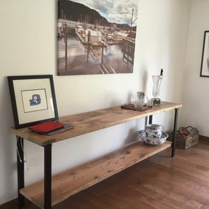 Reclaimed wood Sofa table. Industrial console table. Media stand. Sofa table with shelf. Console table with shelf. image 3